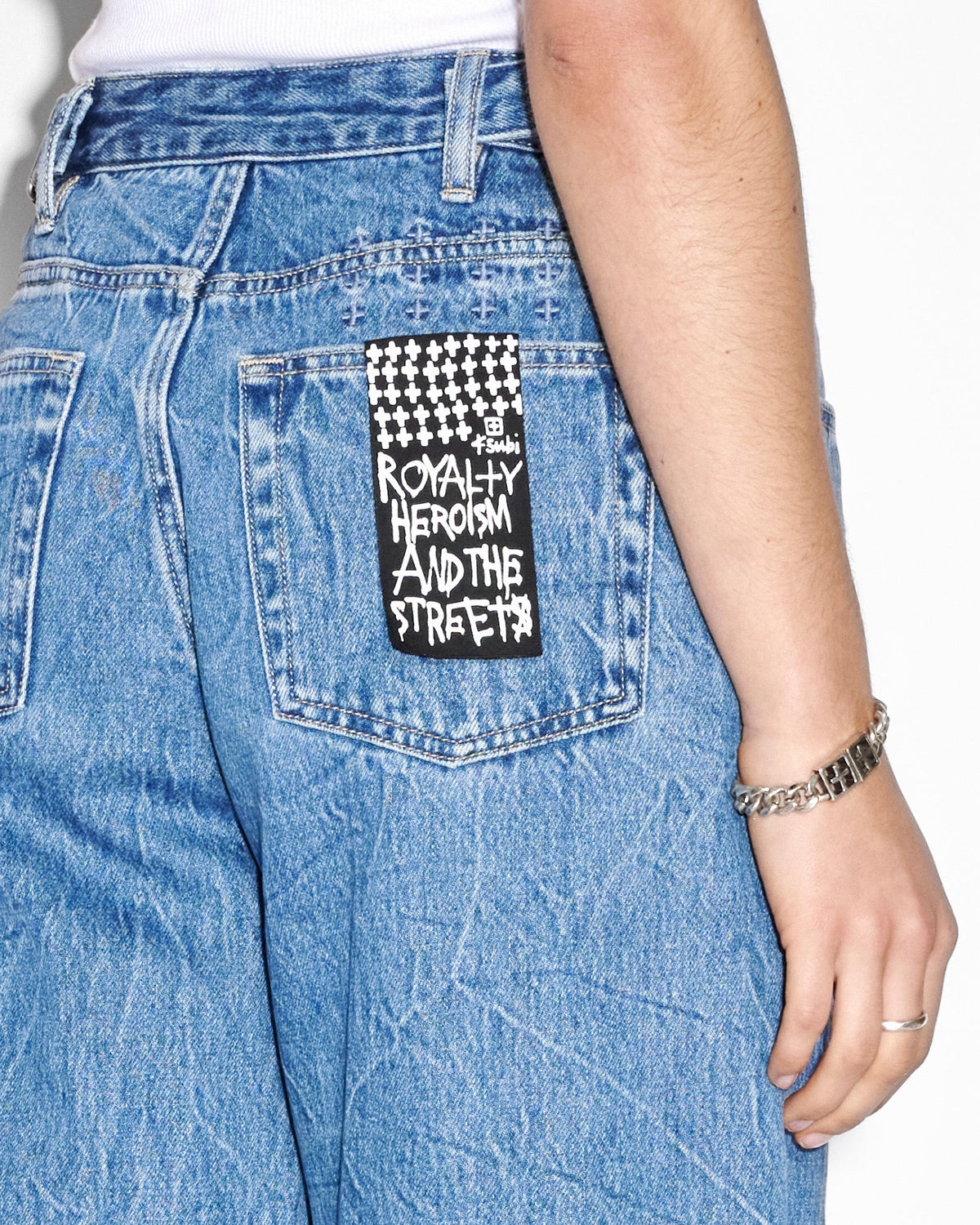 WOMENS LOW RIDER RAMBLE TRASHED DENIM JEANS