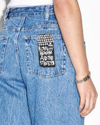 WOMENS LOW RIDER RAMBLE TRASHED DENIM JEANS
