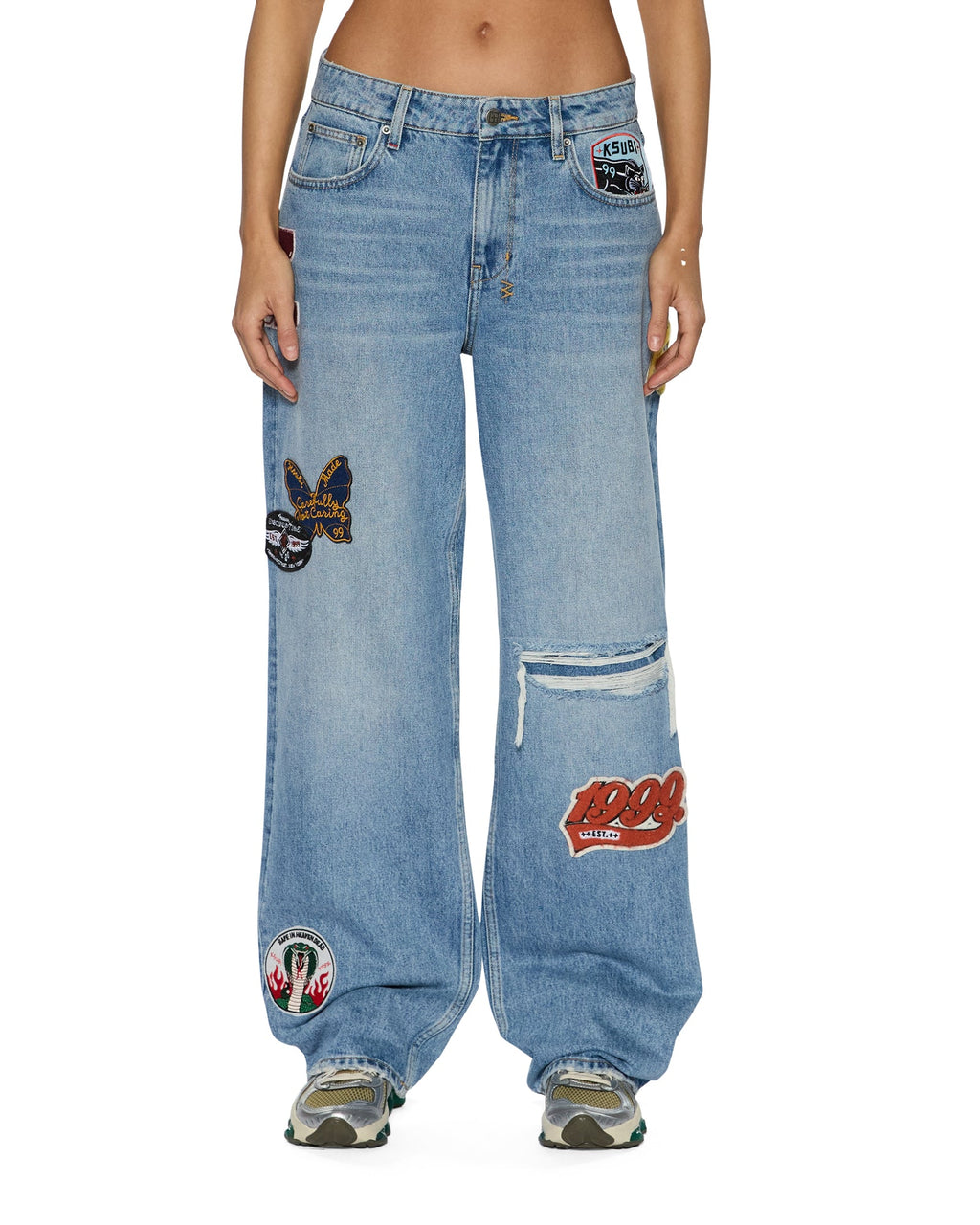WOMENS LOW RIDER HORIZON PATCH DENIM JEANS