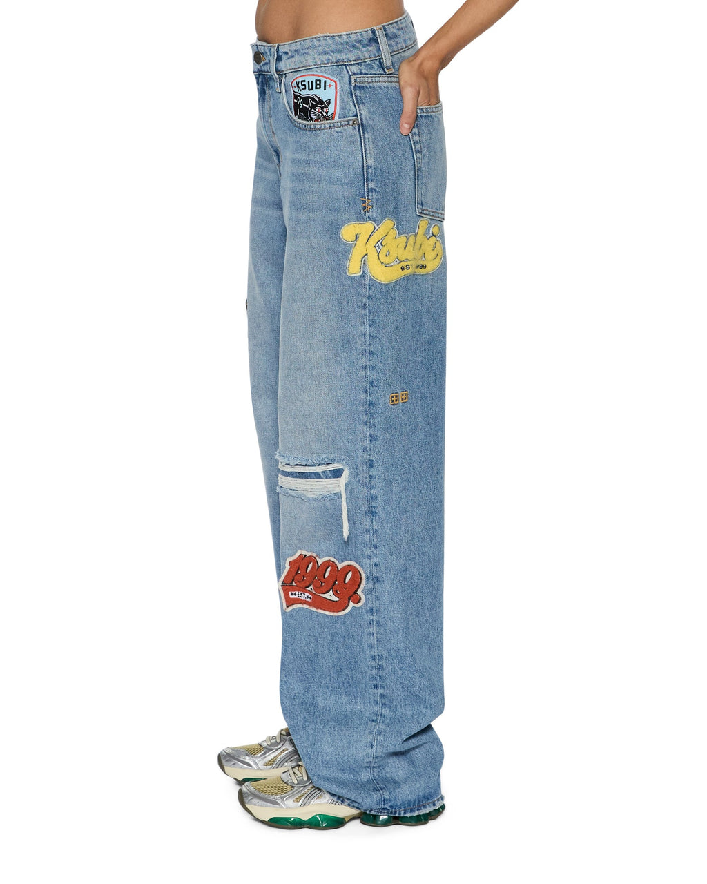 WOMENS LOW RIDER HORIZON PATCH DENIM JEANS