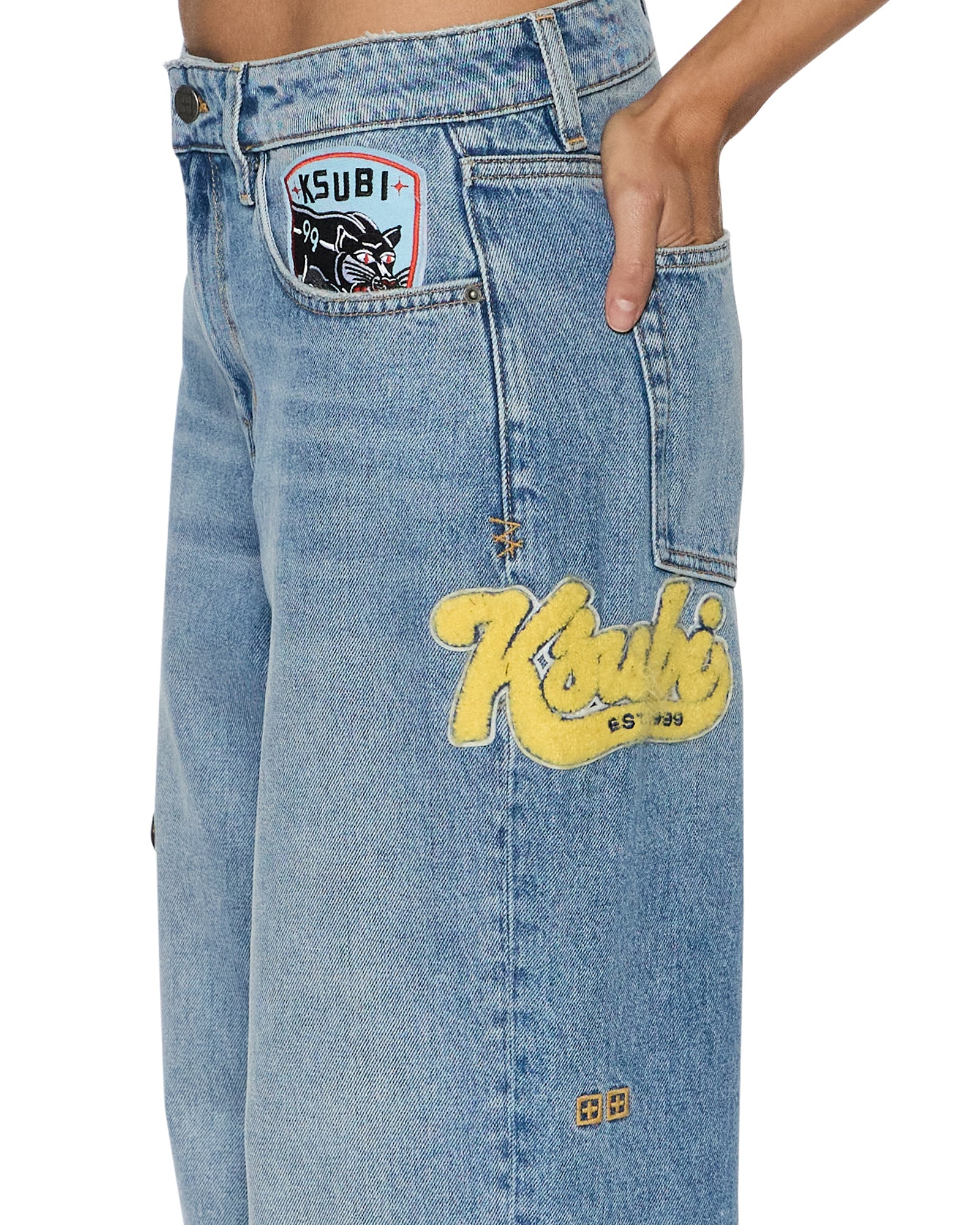 WOMENS  LOW RIDER HORIZON PATCH RELAXED DENIM JEANS