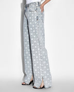 WOMENS LOW RIDER MONOGRAM SPLITS DENIM JEANS
