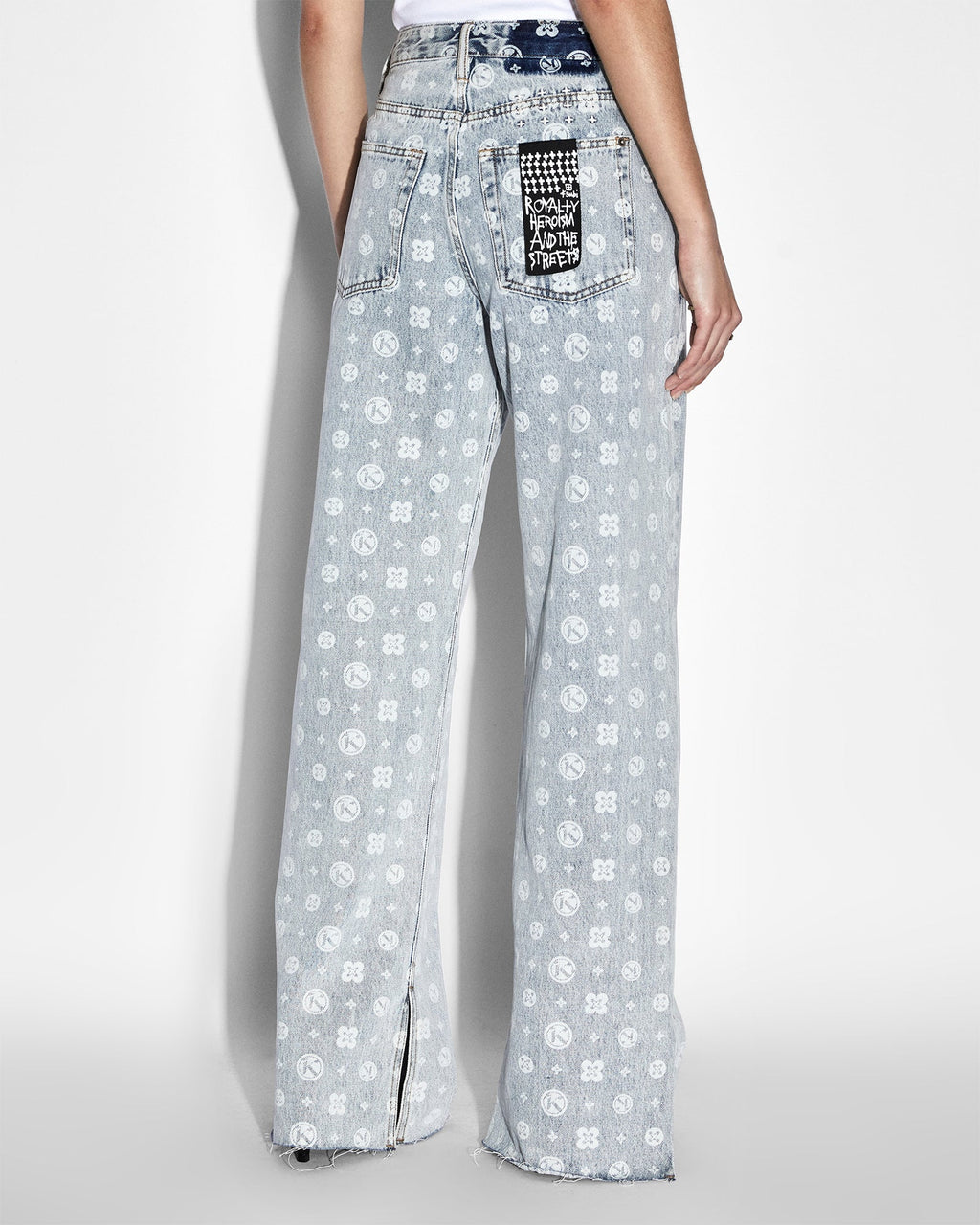 WOMENS LOW RIDER MONOGRAM SPLITS DENIM JEANS