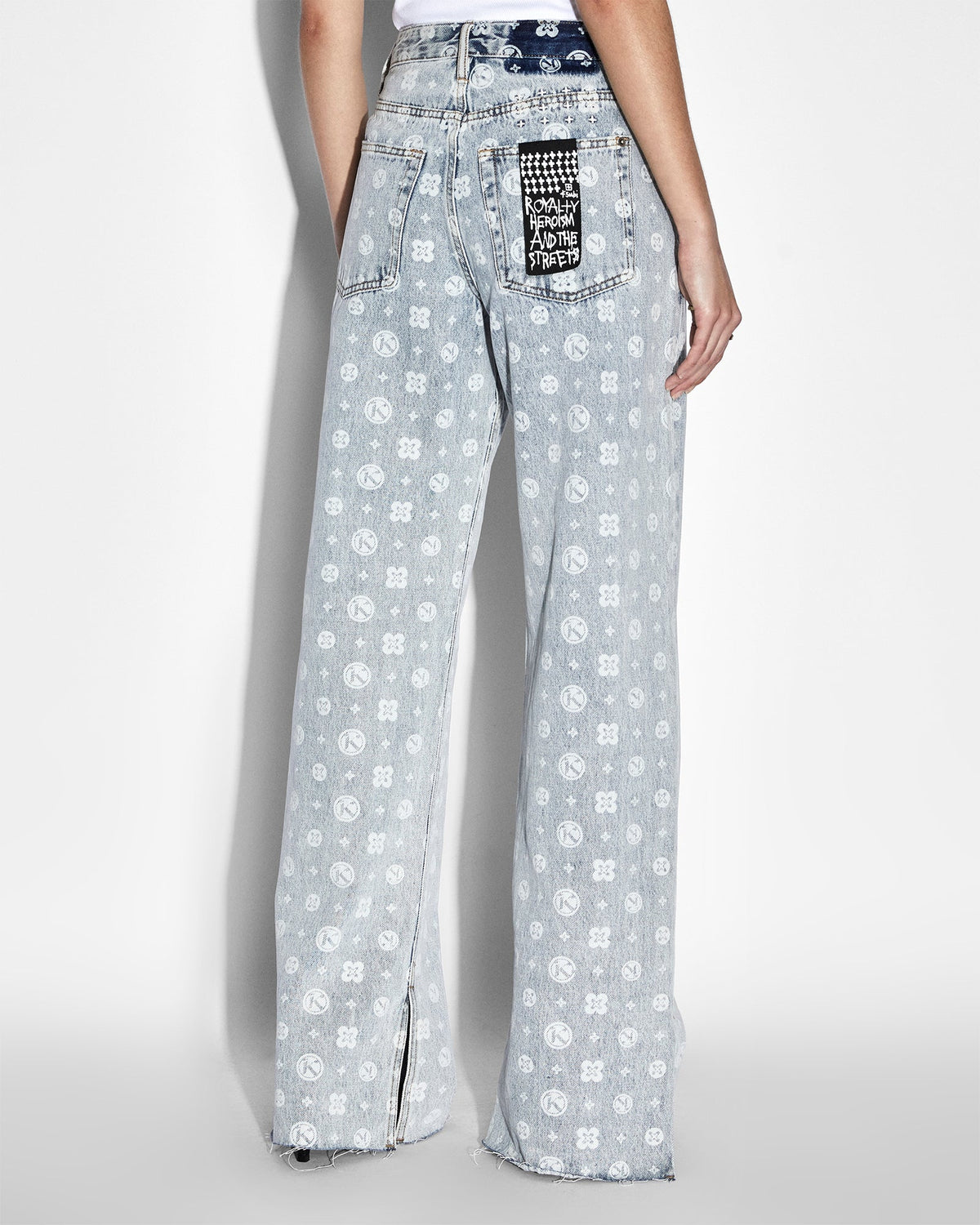 WOMENS LOW RIDER MONOGRAM SPLITS DENIM JEANS