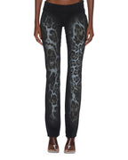 Womens Mowalola Jean Black Cheetah Slim Denim Jeans - Black