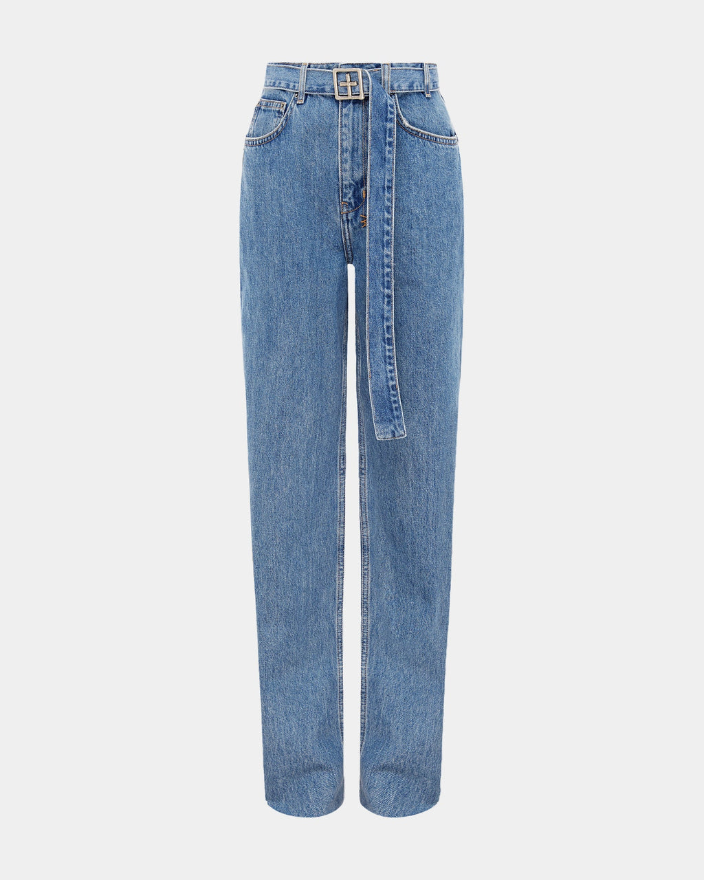 Womens Playback Belted Heritage Straight Denim Jeans - Denim