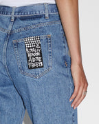 Womens Playback Belted Heritage Straight Denim Jeans - Denim