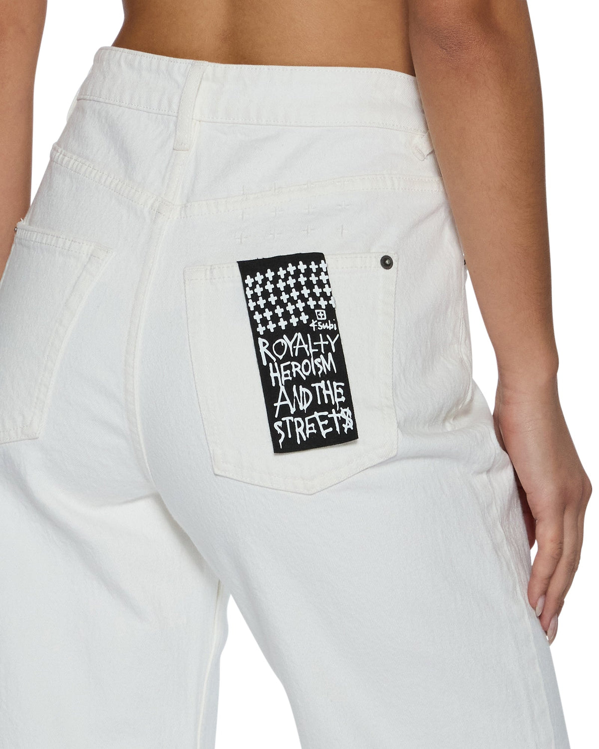WOMENS PLAYBACK SPLITS ECRU DENIM JEANS