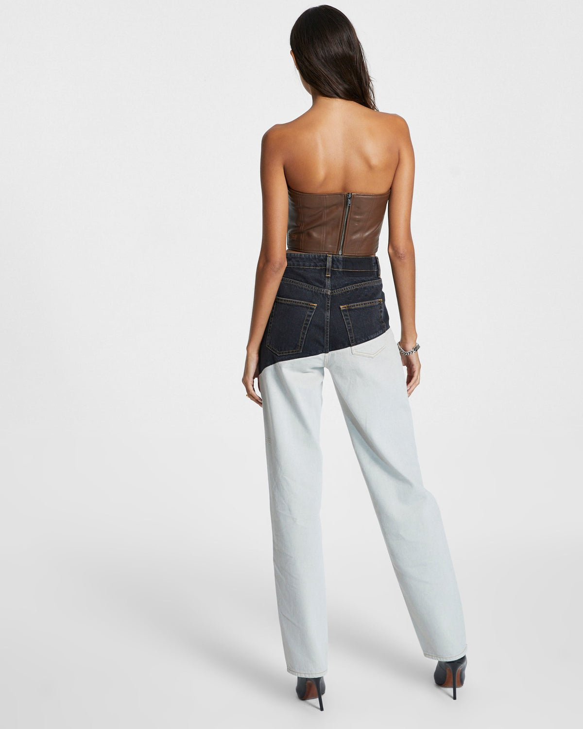 WOMENS PLAYBACK BLACK/BONE SPLICED DENIM JEANS