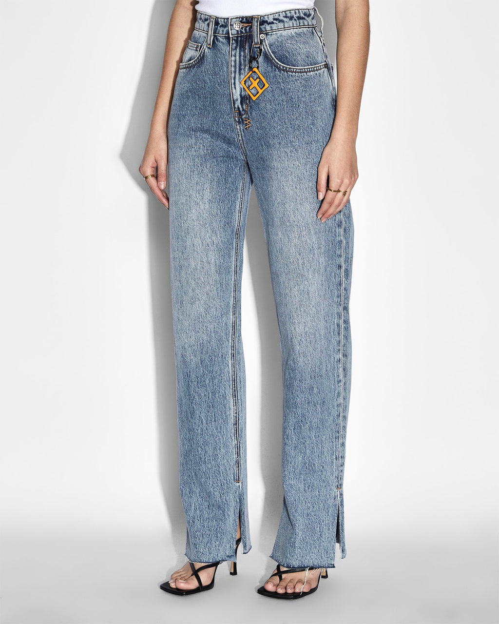 Womens Playback Haven Splits Straight Denim Jeans - Denim
