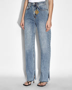 Womens Playback Haven Splits Straight Denim Jeans - Denim
