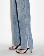 Womens Playback Haven Splits Straight Denim Jeans - Denim