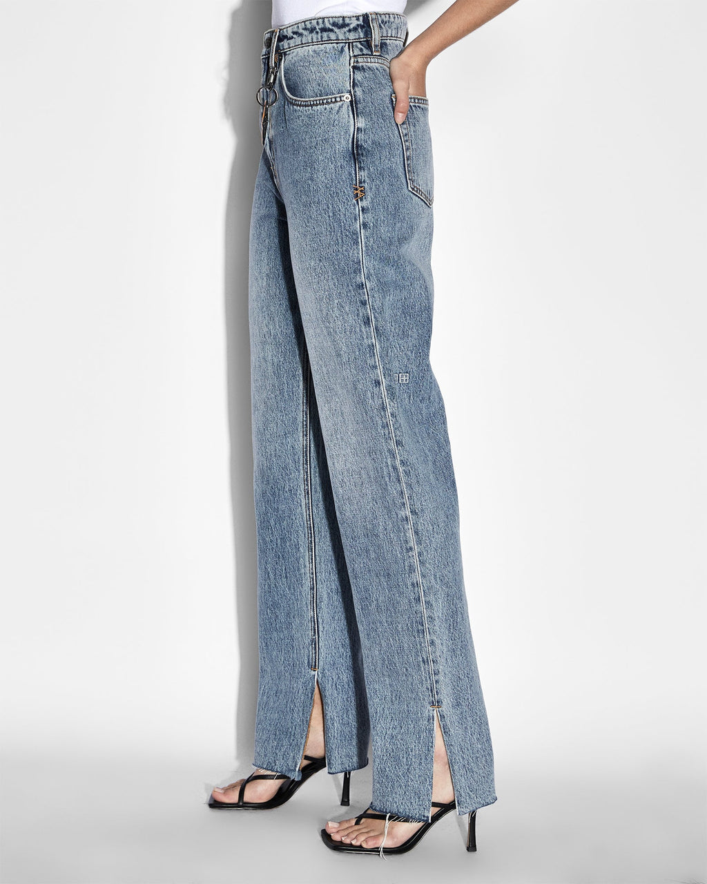 Womens Playback Haven Splits Straight Denim Jeans - Denim