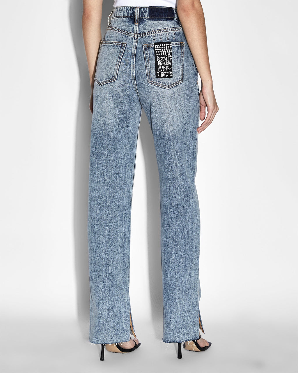 Womens Playback Haven Splits Straight Denim Jeans - Denim