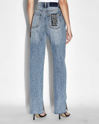 Womens Playback Haven Splits Straight Denim Jeans - Denim