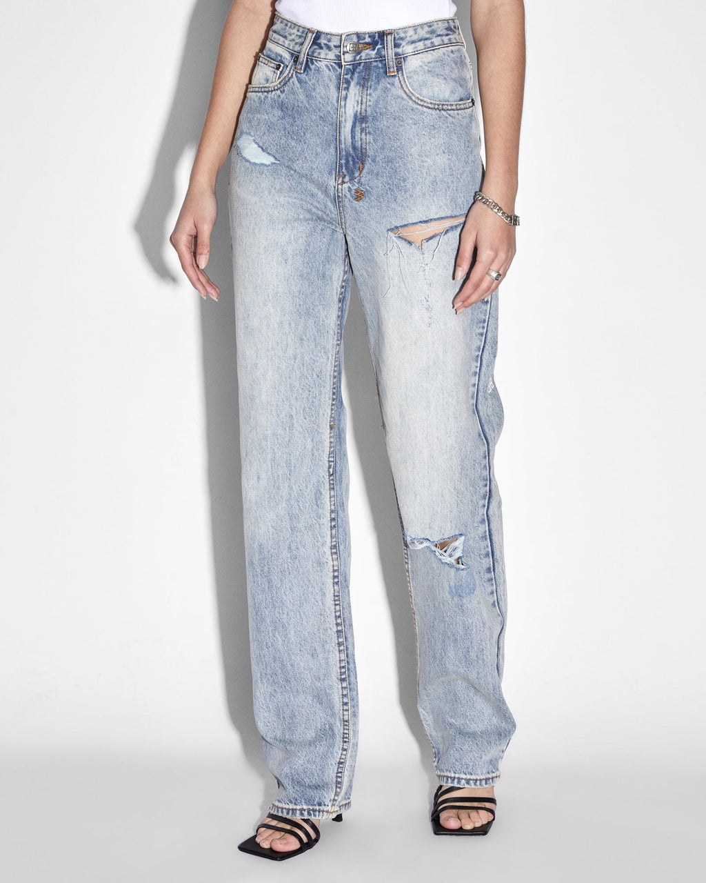 WOMENS PLAYBACK SKREAM TRASHED DENIM JEANS
