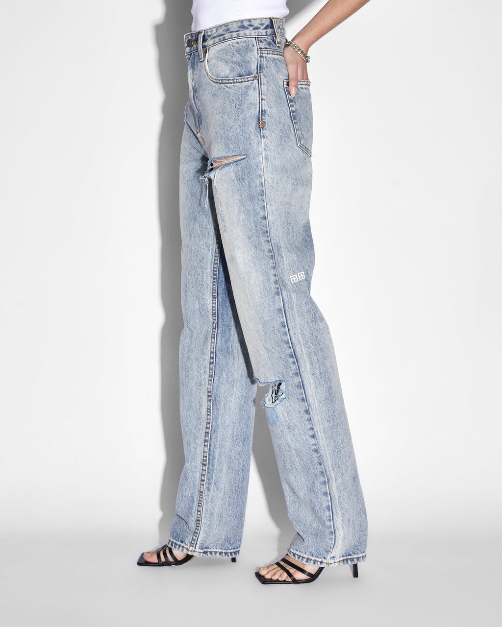 WOMENS PLAYBACK SKREAM TRASHED DENIM JEANS