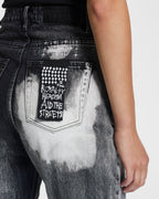 Womens Playback Black Wreckoning Relaxed Tapered Denim Jeans - Black