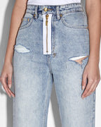 Womens Ksubi X P.e Nation Playback Zipped N Ripped Straight Denim Jeans - Denim