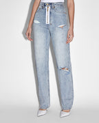 Womens Ksubi X P.e Nation Playback Zipped N Ripped Straight Denim Jeans - Denim