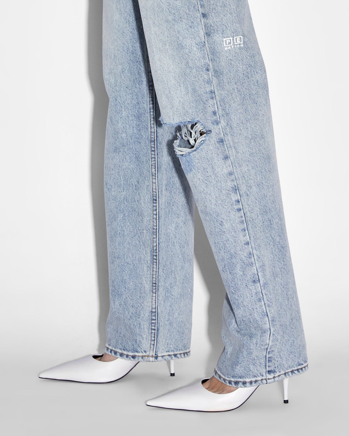 Womens Ksubi X P.e Nation Playback Zipped N Ripped Straight Denim Jeans - Denim