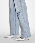 Womens Ksubi X P.e Nation Playback Zipped N Ripped Straight Denim Jeans - Denim