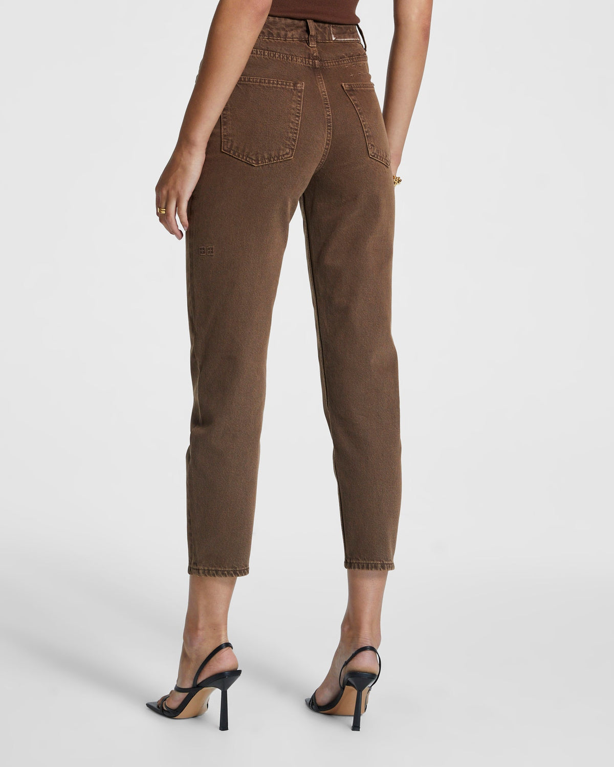 Womens Pointer Koko Relaxed Tapered Denim Jeans - Brown