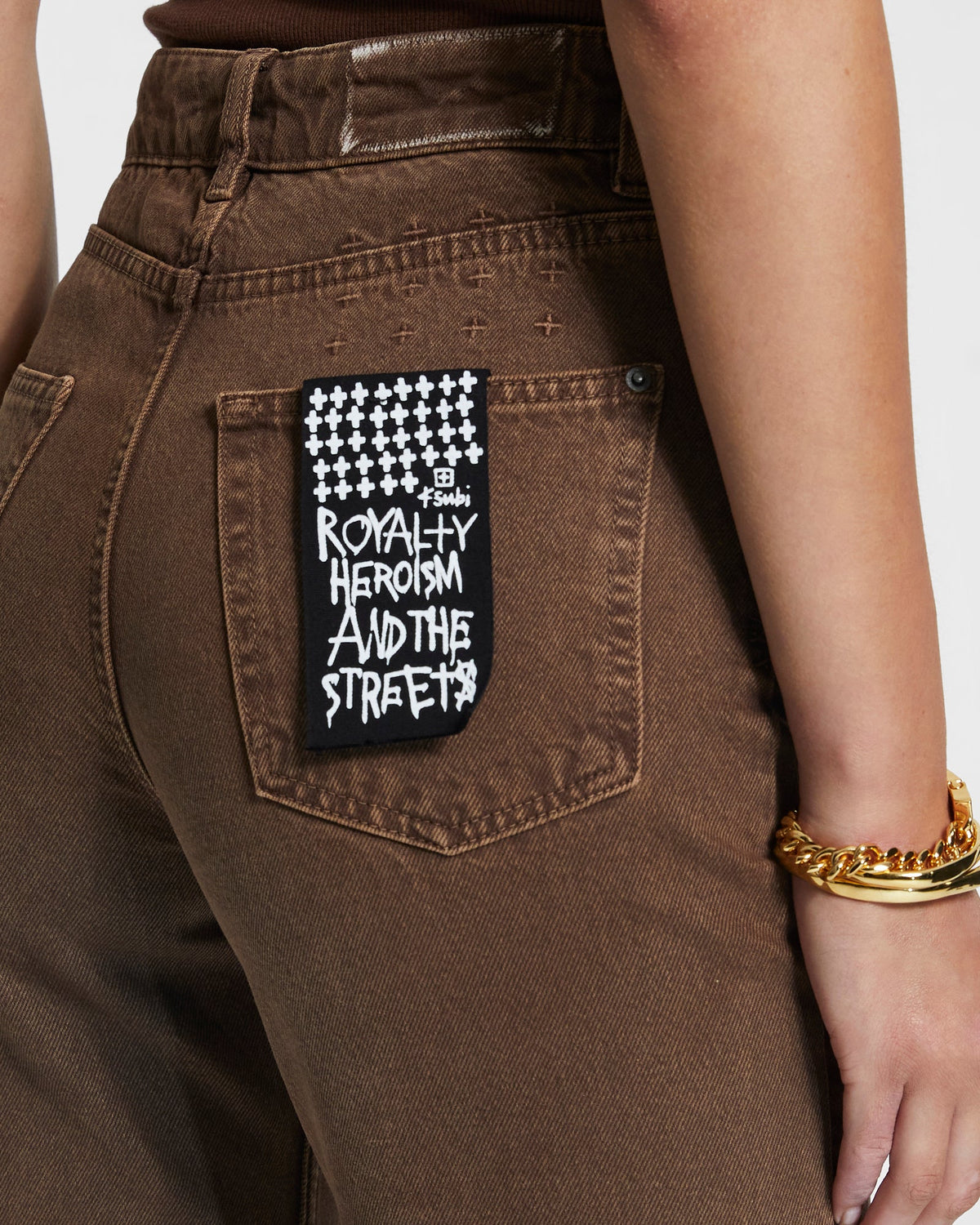 Womens Pointer Koko Relaxed Tapered Denim Jeans - Brown