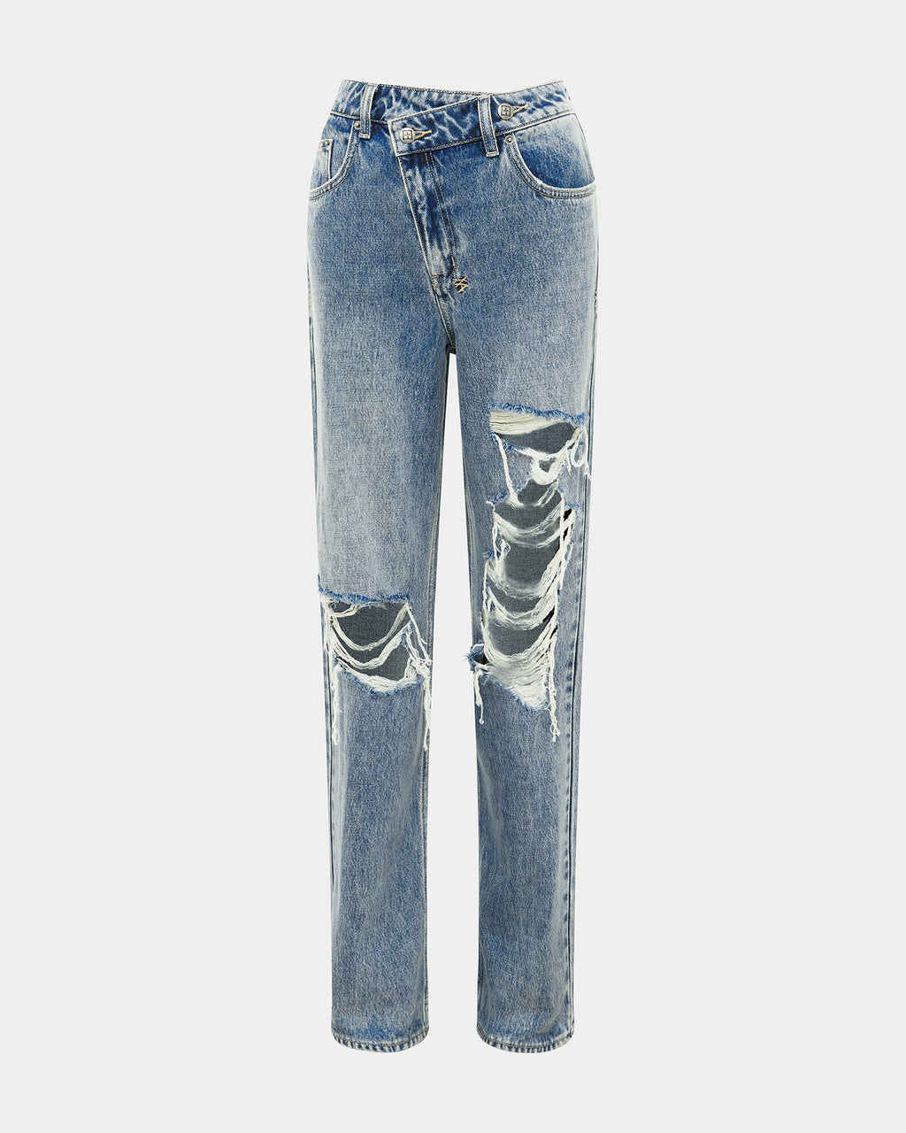 WOMENS RELAX JEAN OVERKAST TRASHED DENIM JEANS