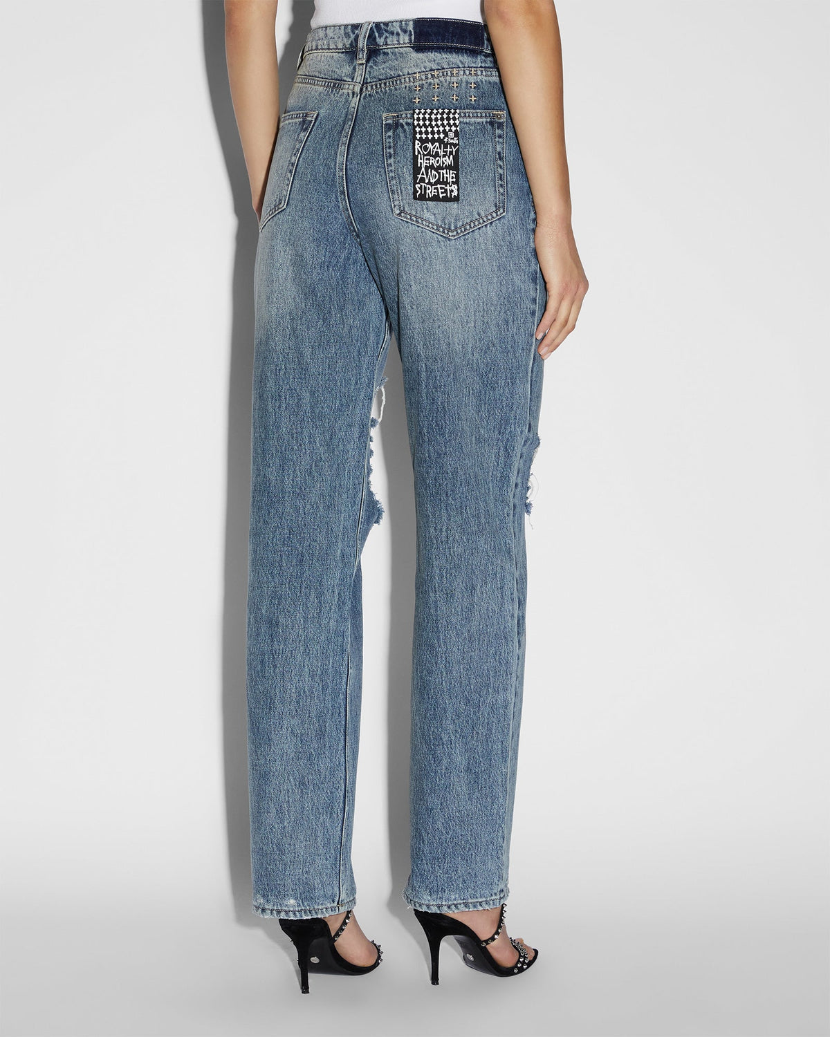 WOMENS RELAX JEAN OVERKAST TRASHED DENIM JEANS
