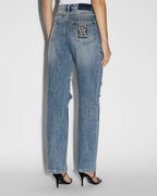 WOMENS RELAX JEAN OVERKAST TRASHED DENIM JEANS