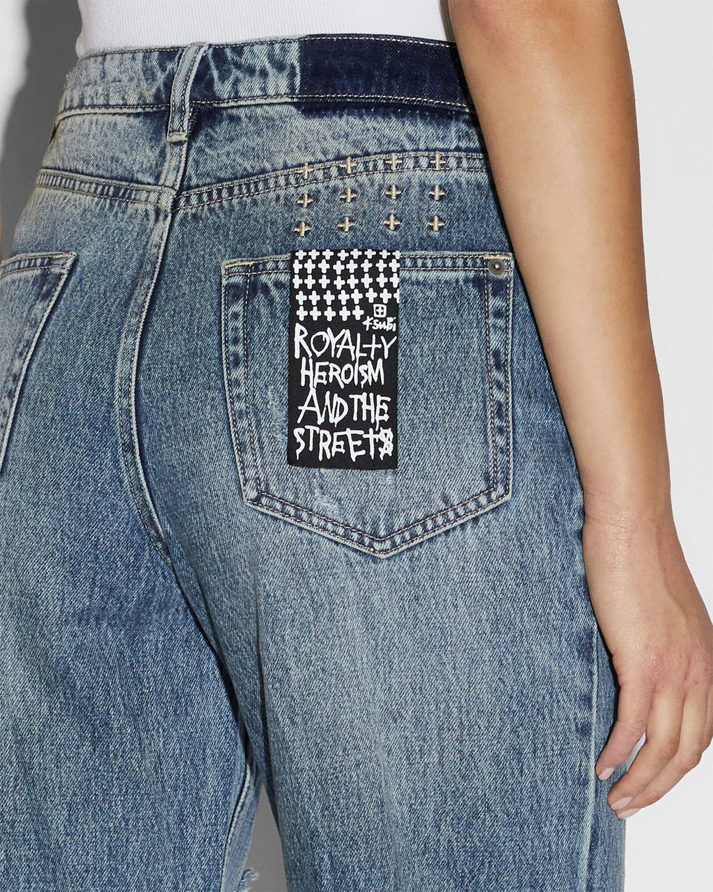 WOMENS RELAX JEAN OVERKAST TRASHED DENIM JEANS