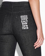 Womens Soho Ebony Laced Flare Denim Jeans - Black