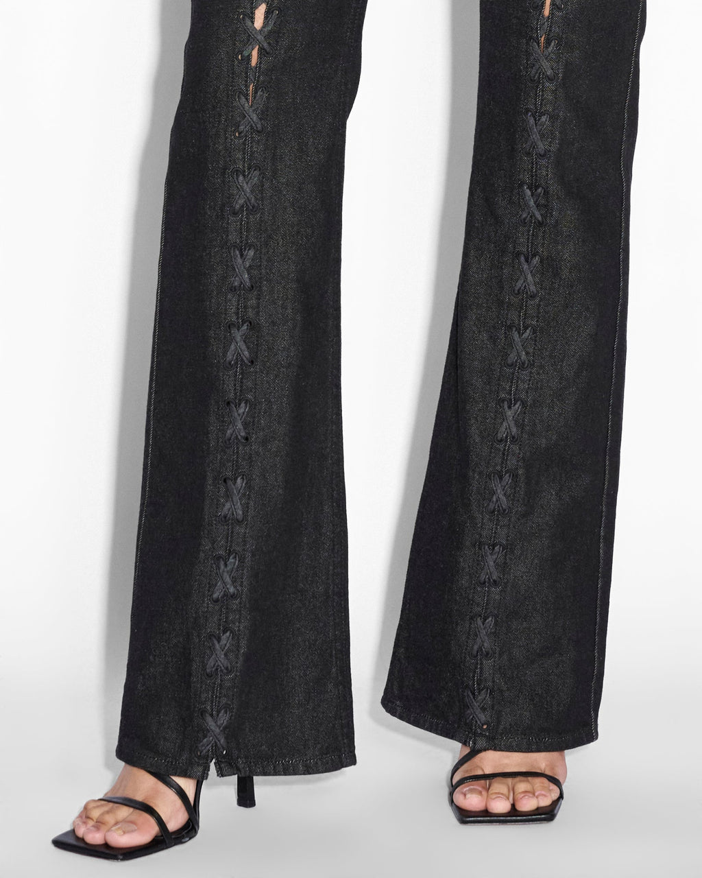 Womens Soho Ebony Laced Flare Denim Jeans - Black