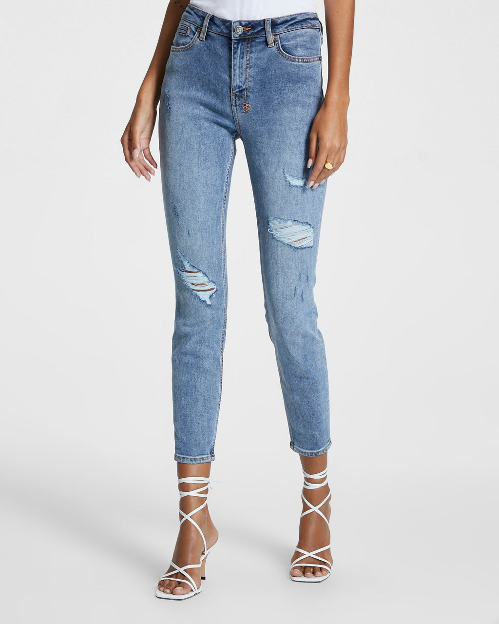 WOMENS SPRAY ON EXPOSED HAVEN DENIM JEANS