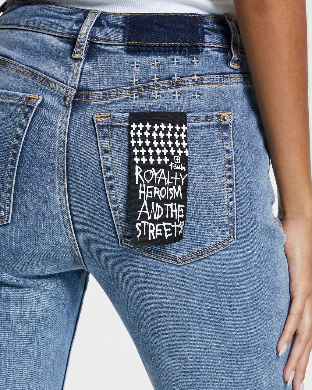 WOMENS SPRAY ON EXPOSED HAVEN DENIM JEANS