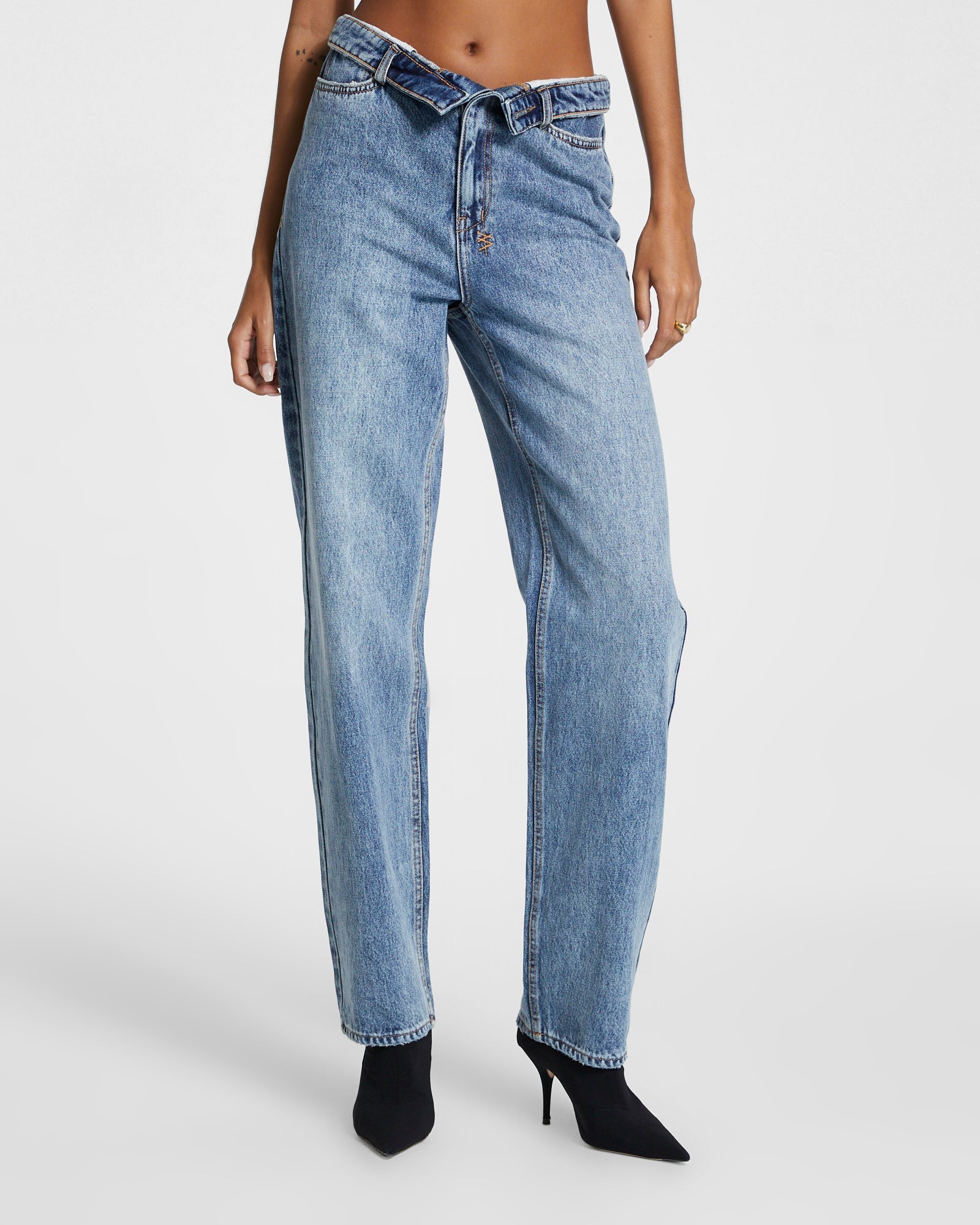 WOMENS  UNDONE PLAYBACK HAVEN STRAIGHT DENIM JEANS