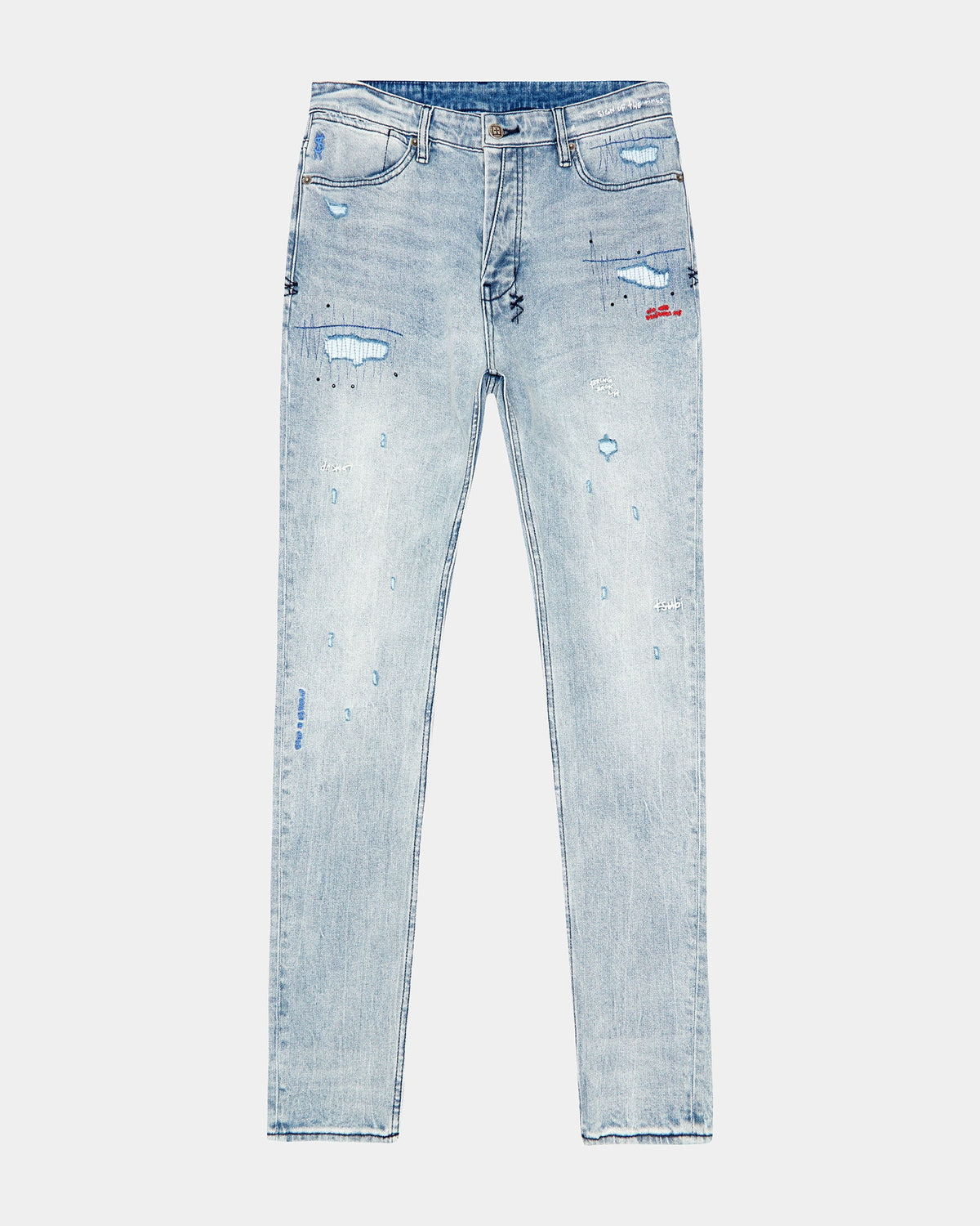 MENS VAN WINKLE SKRIBED BLU DENIM JEANS