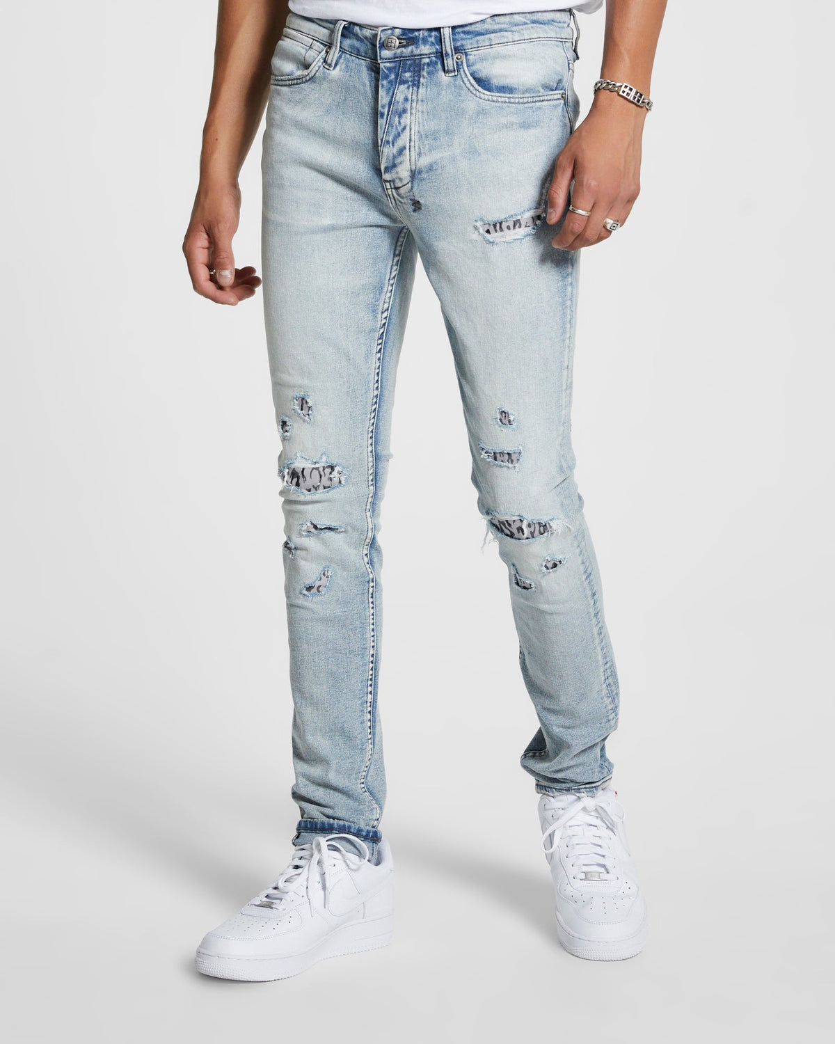 MENS VAN WINKLE FIRE PATCH PUNK BLU DENIM JEANS