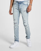 MENS VAN WINKLE FIRE PATCH PUNK BLU DENIM JEANS