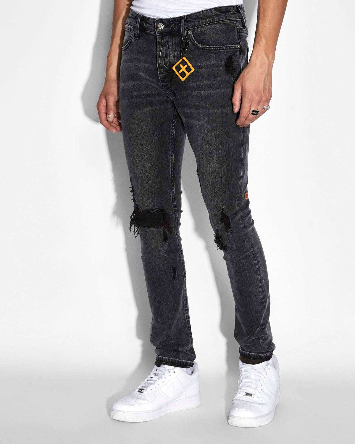 MENS VAN WINKLE SPRAY OUT ORANGE DENIM JEANS