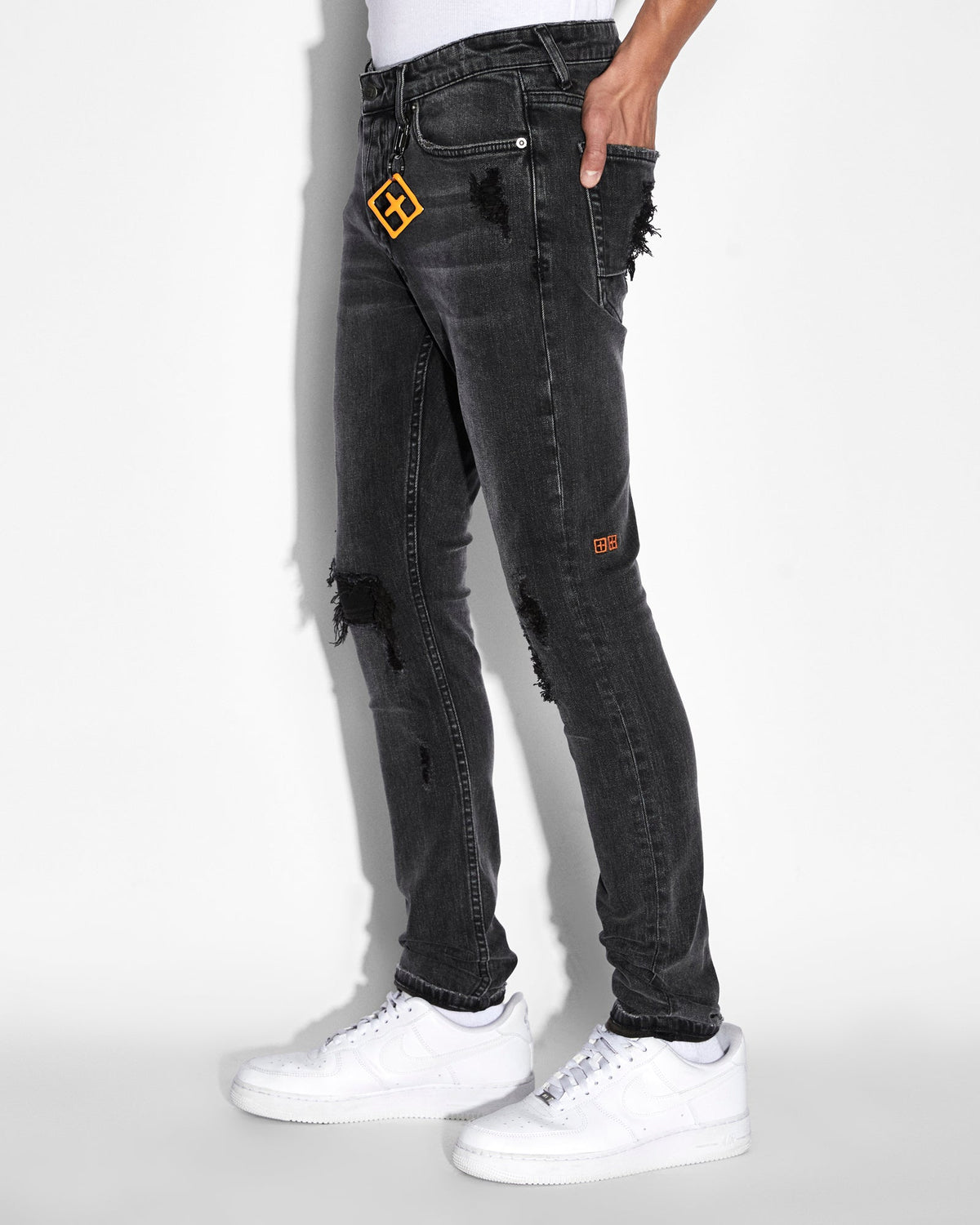 MENS VAN WINKLE SPRAY OUT ORANGE DENIM JEANS
