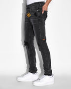 MENS VAN WINKLE SPRAY OUT ORANGE DENIM JEANS