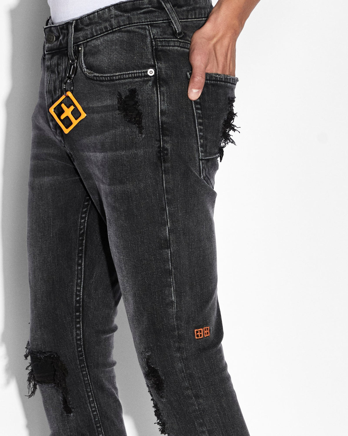 MENS VAN WINKLE SPRAY OUT ORANGE DENIM JEANS