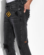 MENS VAN WINKLE SPRAY OUT ORANGE DENIM JEANS