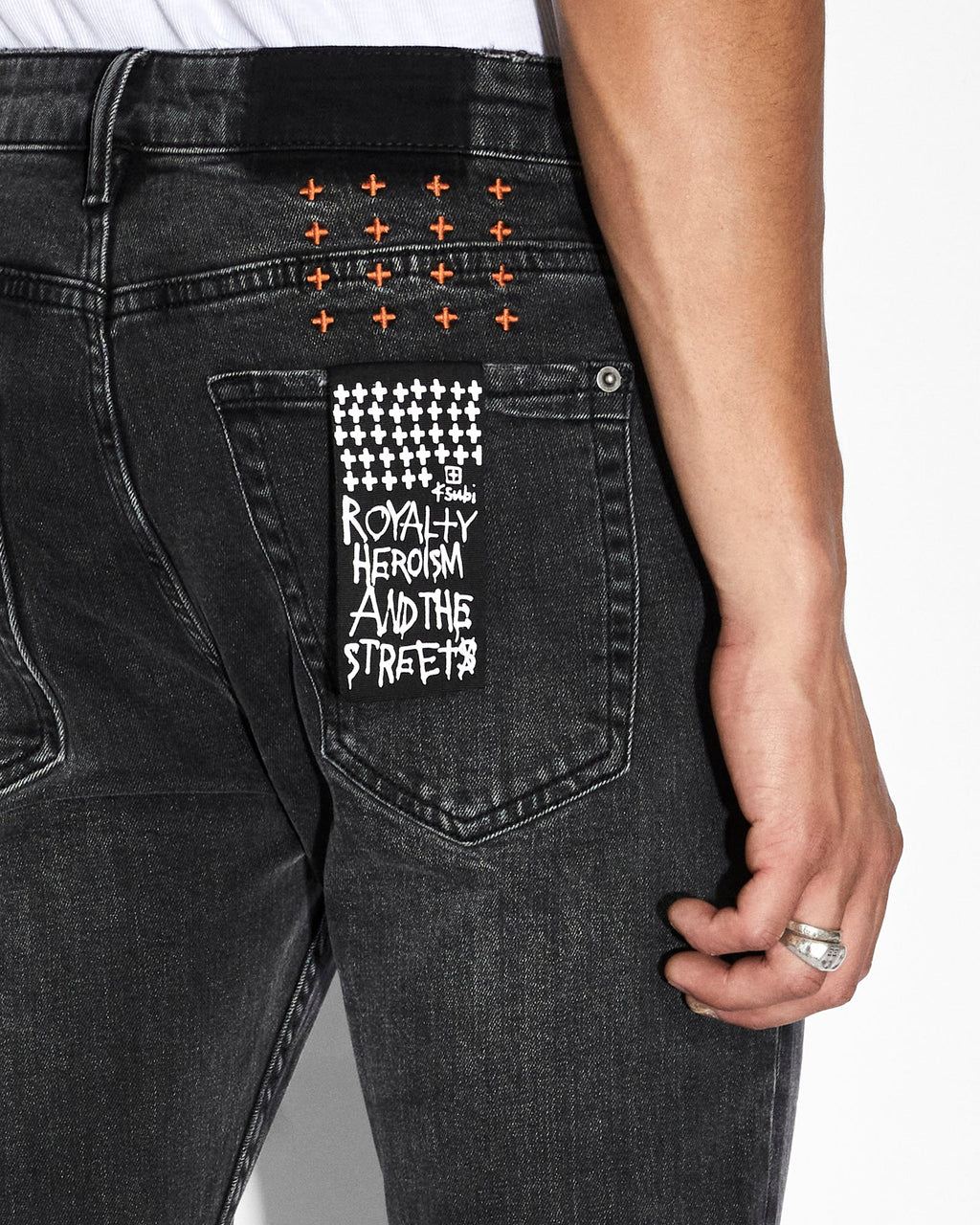 MENS VAN WINKLE SPRAY OUT ORANGE DENIM JEANS