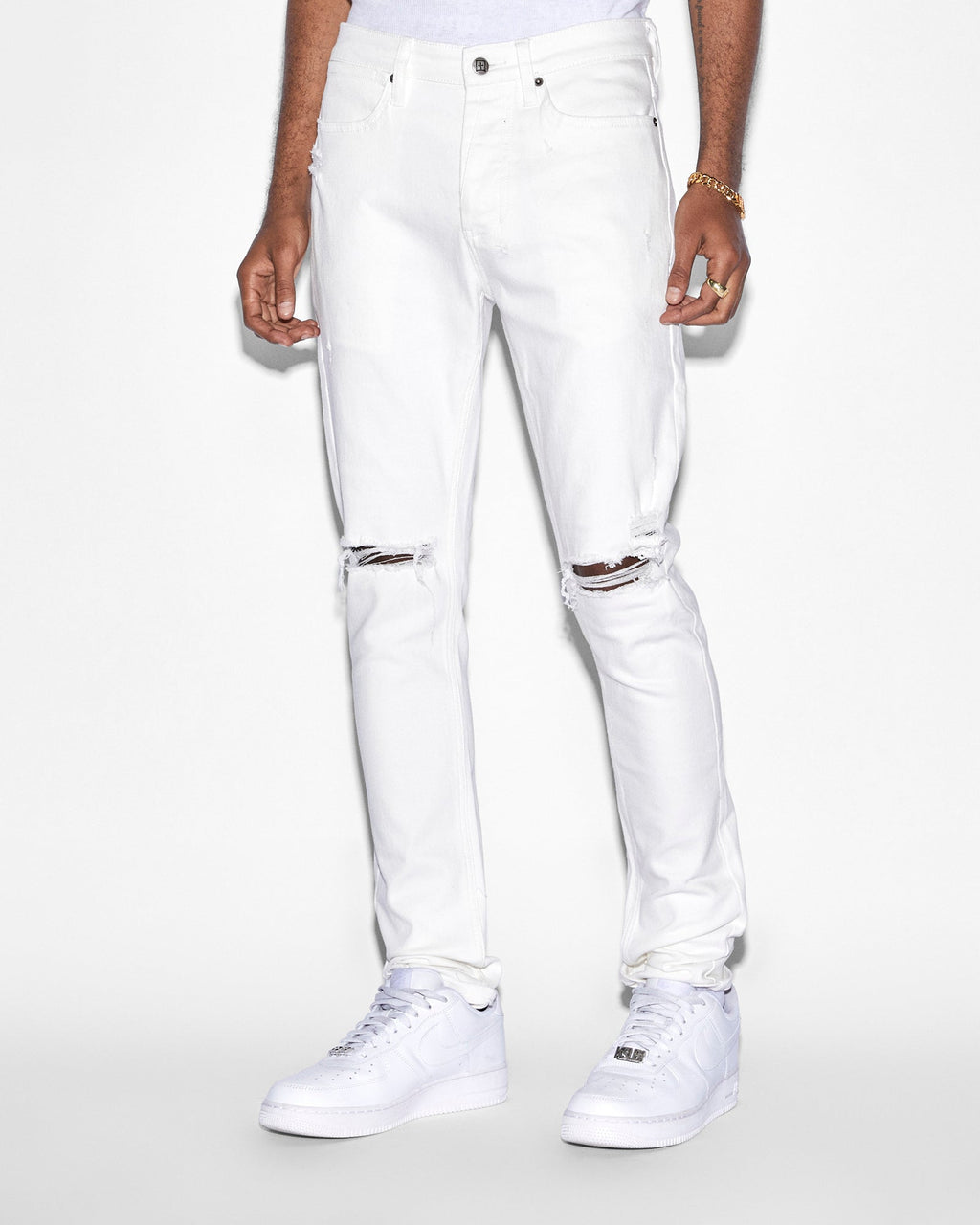 Mens Van Winkle Avalanche Trashed Skinny Denim Jeans - White