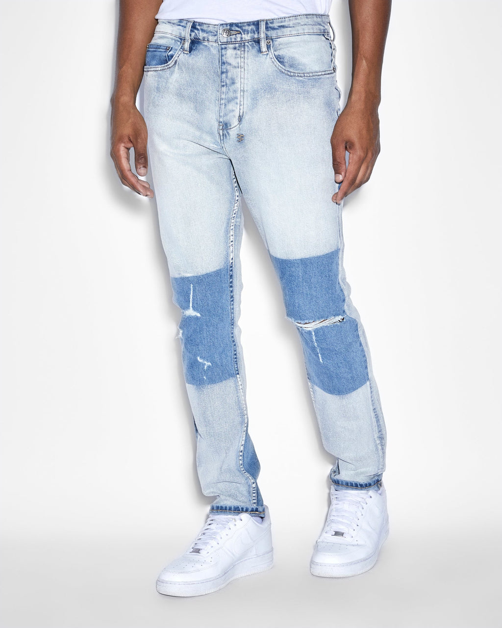 Mens Wolfgang 2 Tone Tapered Denim Jeans - Denim