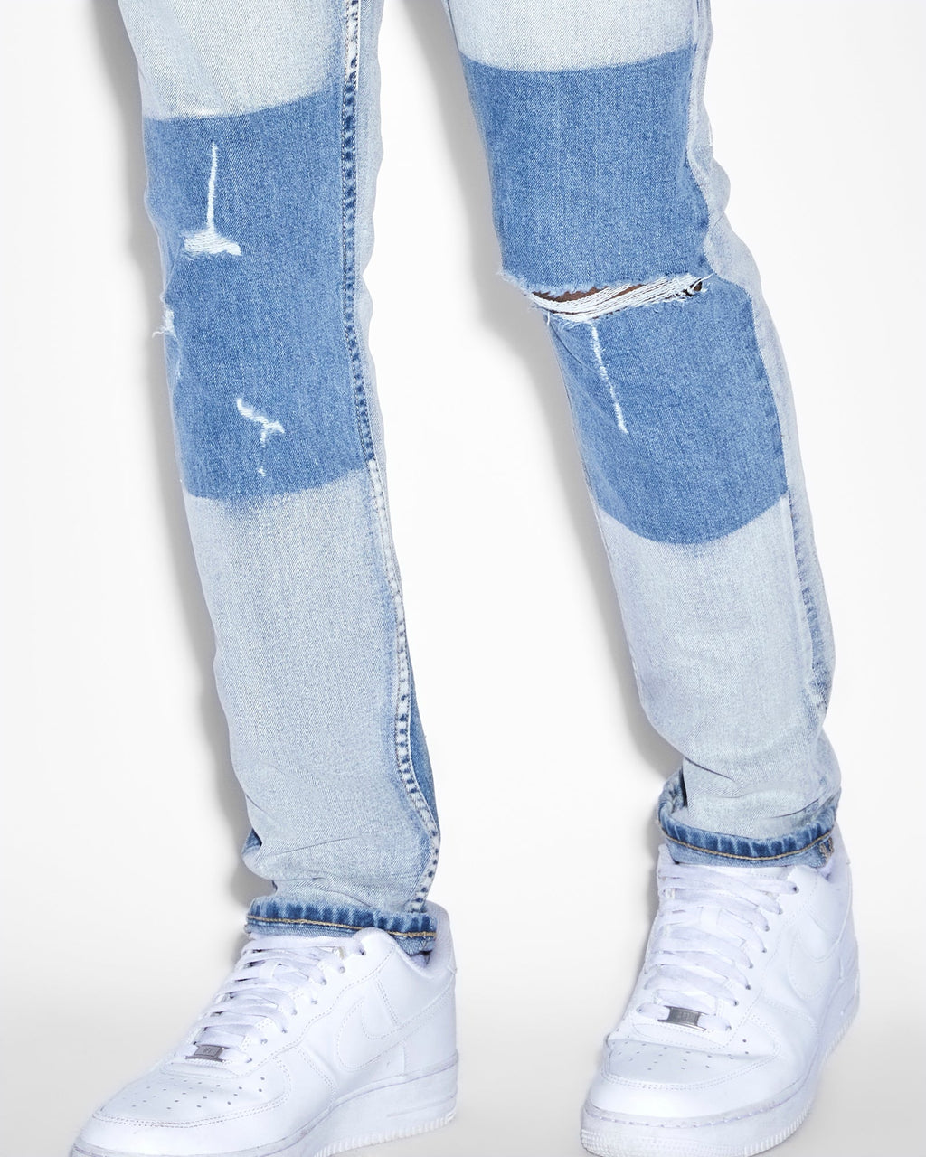 Mens Wolfgang 2 Tone Tapered Denim Jeans - Denim