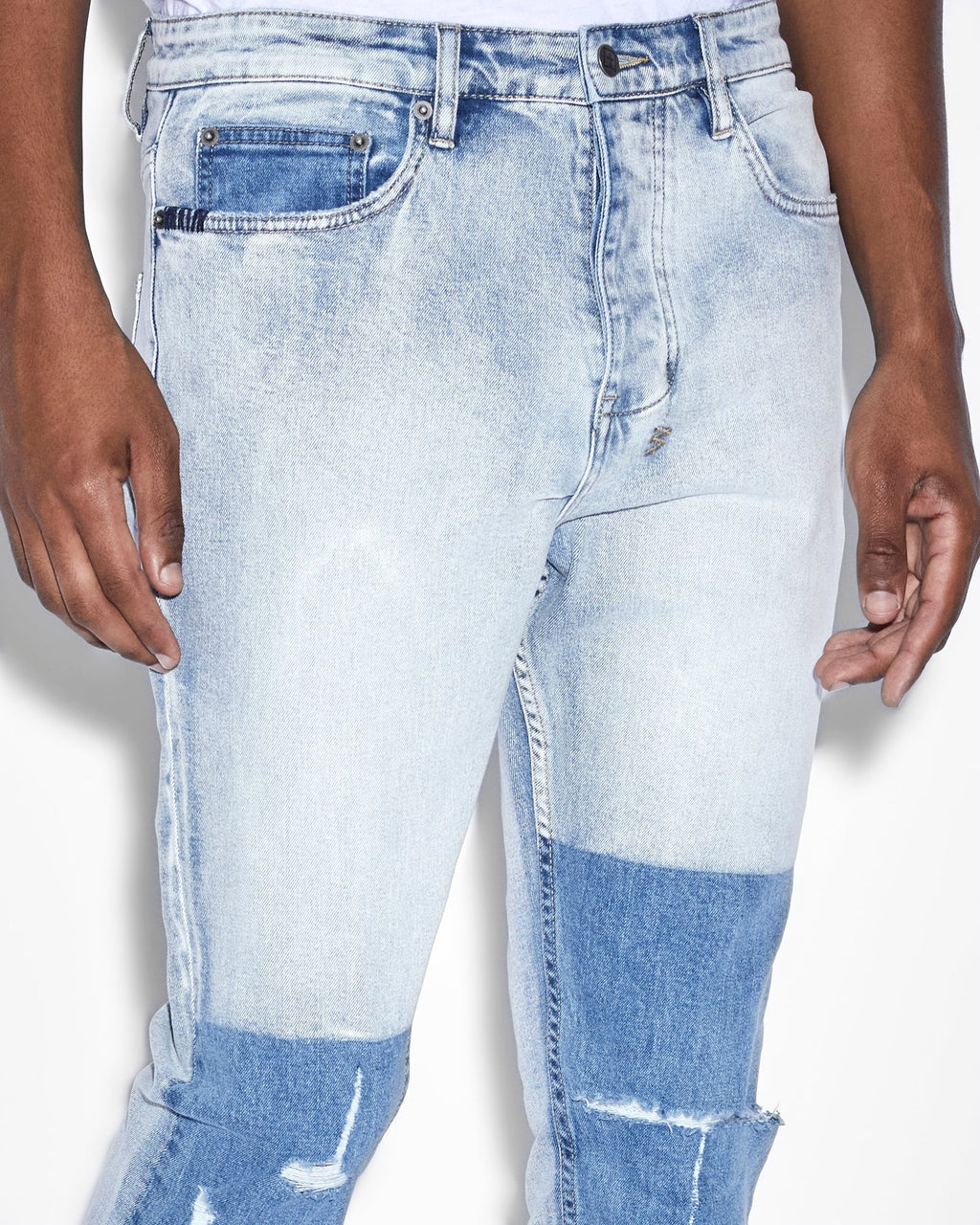 Mens Wolfgang 2 Tone Tapered Denim Jeans - Denim